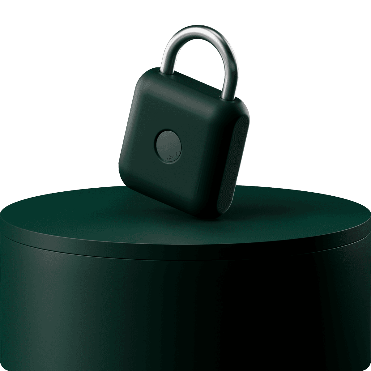 Lock floating above green pillar