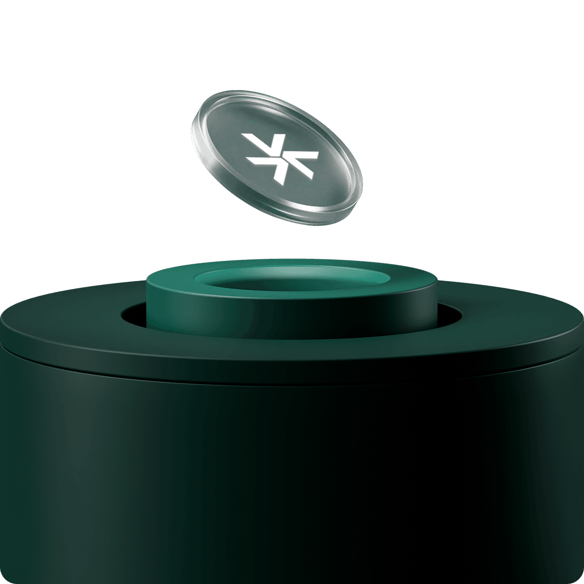 Vision coin floating above green step